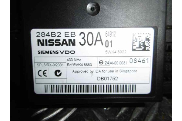 Módulo electrónico, Nissan Navara Pickup (D40M) Doble Cab SE 4X4 2007, 284B2EB30A
