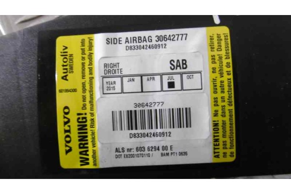 Airbag lateral derecho, Volvo XC90 2.4 D Kinetic Geartronic (5 asientos) 2004, 30642777