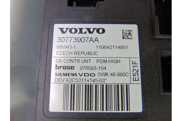 Elevalunas delantero derecho, Volvo S40 Berlina 1.6 D Kinetic 2006, 30773907AA
