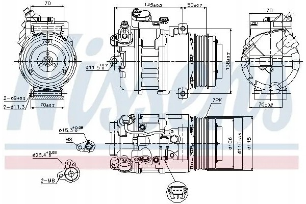 COMPRESSOR AIR CONDITIONING COMPRESSOR 89574 NISSENS BMW Catalog number of the part 89574