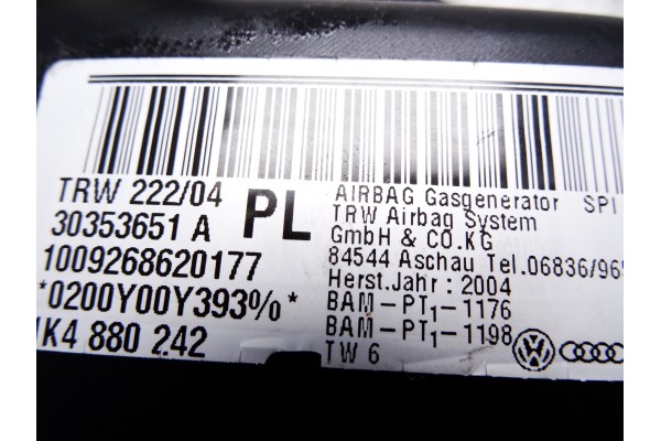 Airbag lateral derecho, Audi A3 Sportback (8PA) 2.0 TDI Ambiente 2004, 1K4880242