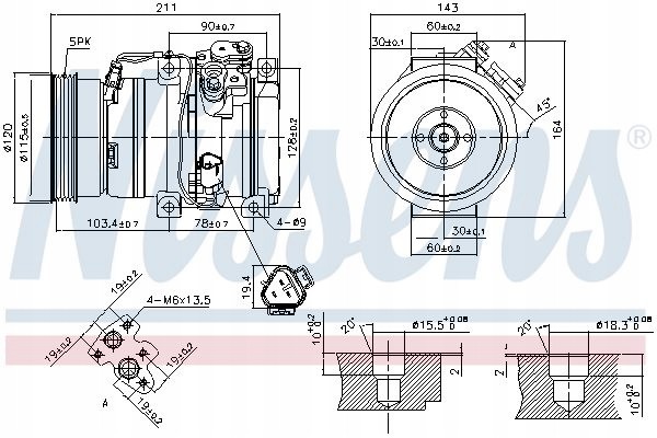 AIR CONDITIONING COMPRESSOR NISSENS 890066 Product weight with unit packaging 11 kg