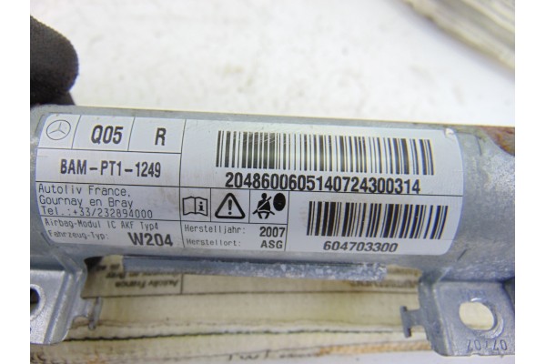Airbag cortina delantero derecho, Mercedes-benz Clase C (Bm 204) Berlina C 180 Kompressor (204.046) 2008, 604703300