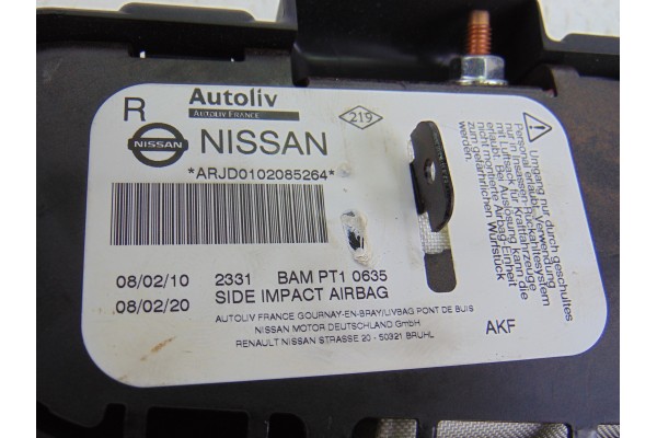 Airbag lateral derecho, Nissan Qashqai (J10) Acenta 2010, ASIENTO