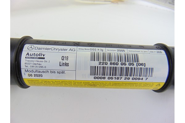 Airbag cortina delantero izquierdo, Mercedes-benz Clase S (Bm 220) Berlina 320 Cdi (220.025) 2005, 2208600505