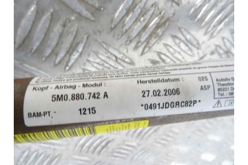 Airbag cortina delantero derecho, Volkswagen Golf Plus V (5M1) Highline 2006, 5M0880742A