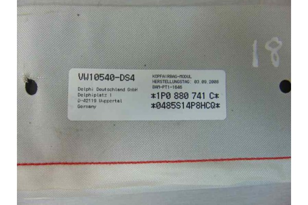 Airbag cortina delantero izquierdo, 1P0880741C