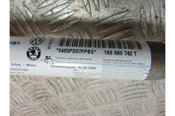 Airbag cortina delantero derecho, Volkswagen Golf V (1K1)(10.2003) Highline, 1K6880742T