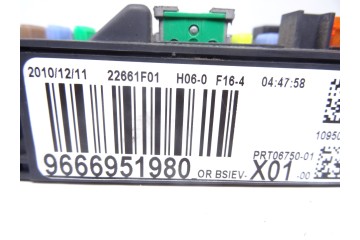 Caja reles / fusibles, Peugeot 207 * 2011, 9666951980