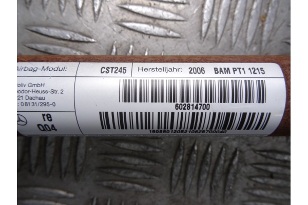 Airbag cortina delantero derecho, Mercedes-benz Clase B (Bm 245) 200 Cdi (245.208) 2008, 16986012052
