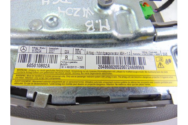 Airbag lateral derecho, Mercedes-benz Clase C (Bm 204) Berlina C 180 Kompressor (204.046) 2008, 605010802A