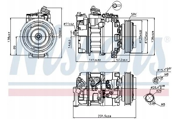 COMPRESSOR AIR CONDITIONING COMPRESSOR 89231 NISSENS Catalog number of the part 89231