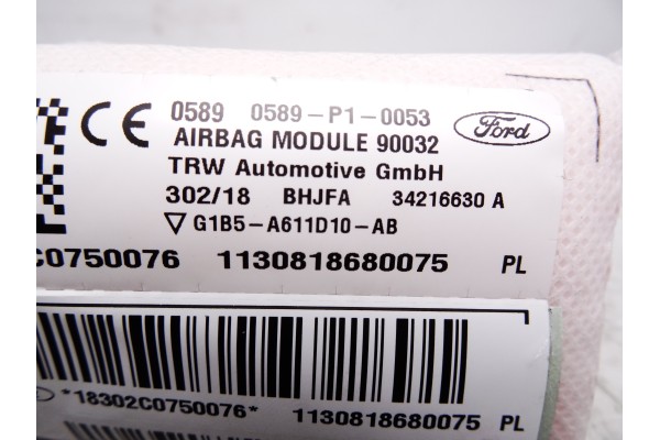 Airbag lateral derecho, Ford Ka+ (Cdu) Ultimate 2019, G1B5A611D10AB