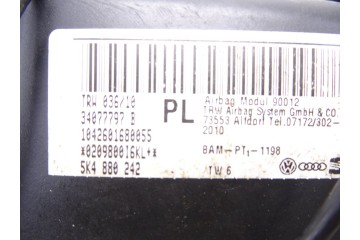 Airbag lateral derecho, Volkswagen Golf Vi (5K1)(10.2008) Advance 2010, 5K4880242