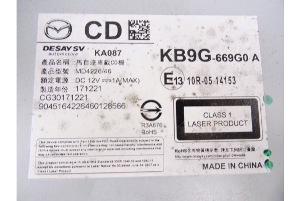 Sistema audio / radio cd, Mazda CX-5 (Kf) Evolution 2WD 2018, KB9G669G0