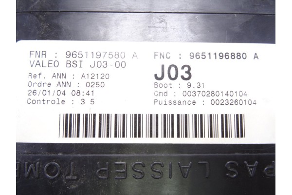 Caja reles / fusibles, Peugeot 307 (S1)(04.2001) Xr 2004, 9651196880