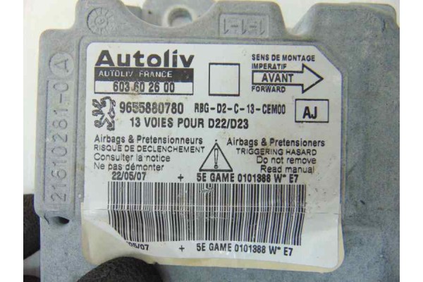 Centralita airbag, Peugeot 407 Sw Premium 2004, 9655880780