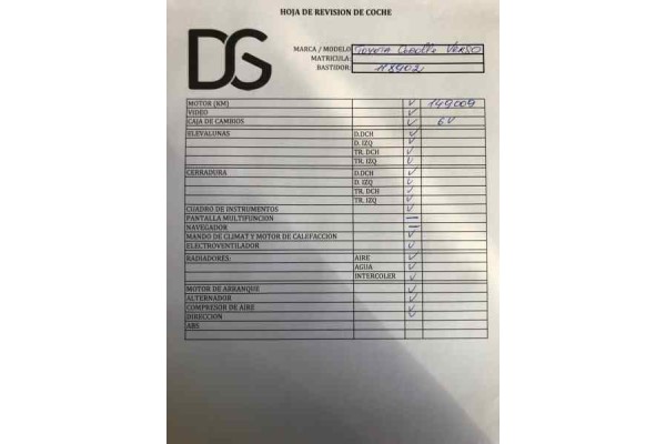 Toyota Corolla Verso (R1) 2.2 D-4D Sol 2007 para piezas | Desguace Gandia SL
