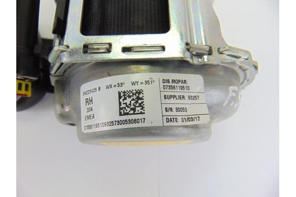 Cinturon seguridad trasero derecho, Fiat 500X (334) Mirror 2017, 34223426B