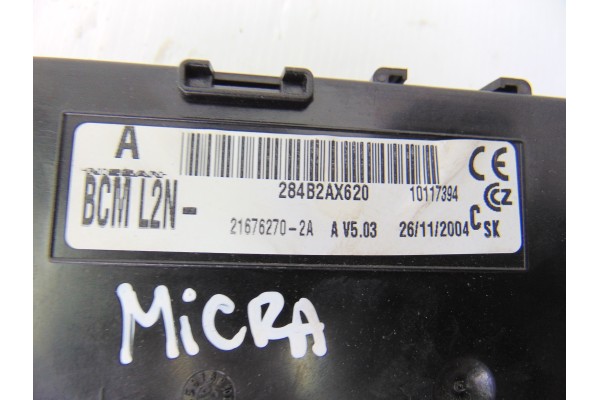 Caja reles / fusibles, Nissan Micra (K12E) Acenta 2005, 284B2AX620