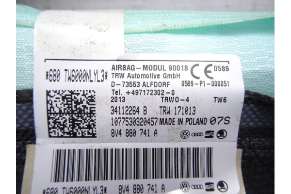 Airbag cortina delantero izquierdo, Audi A3 Sportback (8VA) Ambiente 2013, 8V4880741A