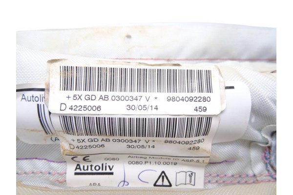 Airbag cortina delantero derecho, Peugeot 208 Style 2014, 9804092280
