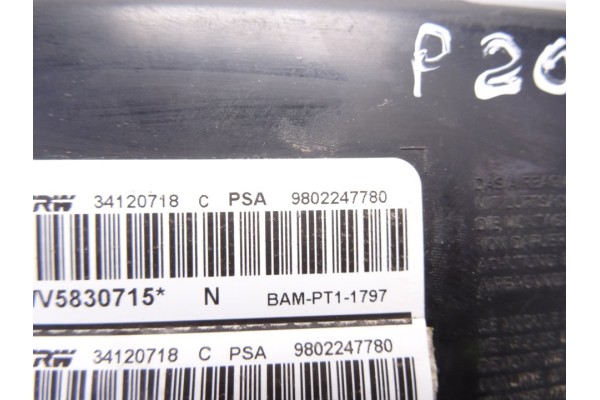 Airbag lateral izquierdo, Peugeot 208 Style 2014, 9802247780
