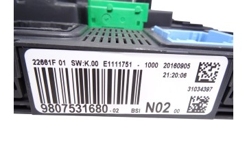 Caja reles / fusibles, Peugeot 208 Style 2016, 9807531680