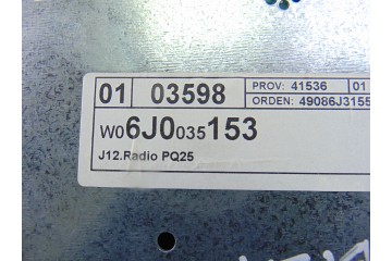 6J0035153 SISTEMA AUDIO / RADIO CD SEAT IBIZA BERLINA (6J5) Ecomotive 2009 6J0035153 203263 SEAT - 5