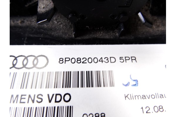 Mando climatizador, Audi A3 Sportback (8PA) 2.0 TDI Ambiente 2004, 8P0820043D