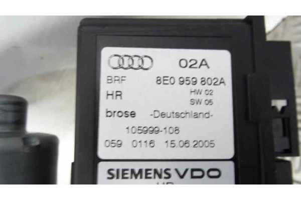 Elevalunas trasero derecho, Audi A4 Berlina (8E) 2.0 TDI 16V (103kW) 2005, 8E0839462B