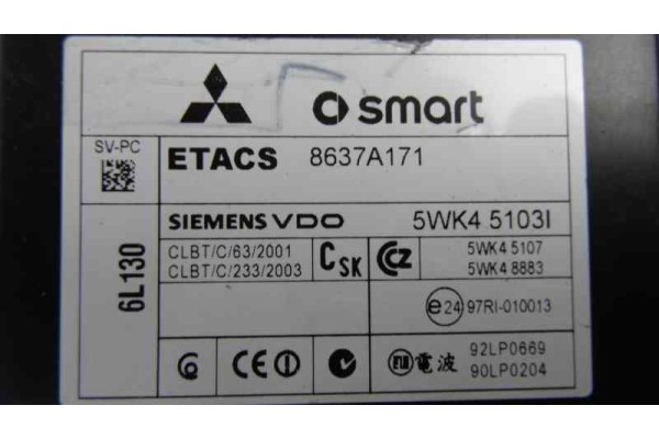 Caja reles / fusibles, Mitsubishi Colt CZ3 Berl. 3 (Z30) 1.5 DI-D Instyle 2007, 8637A171