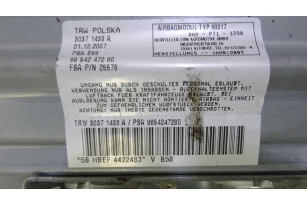 Airbag delantero derecho, Citroen Grand C4 Picasso Exclusive 2008, 9654247280