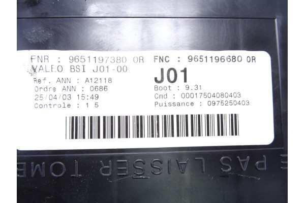 Caja reles / fusibles, Citroen C5 Berlina 2.0 HDi Premier 2003, 9651197380