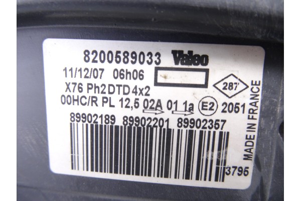 Faro derecho, Nissan Kubistar (X76) Premium (L1) 2008, 8200589033