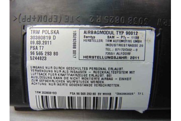 Airbag lateral derecho, Peugeot 308 Confort, 9656529380