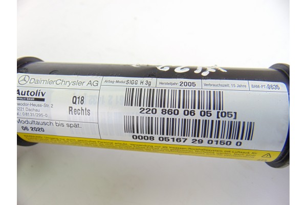 Airbag cortina delantero derecho, Mercedes-benz Clase S (Bm 220) Berlina 320 Cdi (220.025) 2005, 2208600605