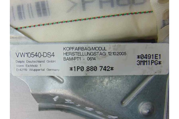 Airbag cortina delantero derecho, 1P0880742