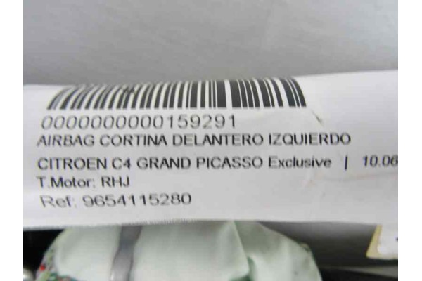 Airbag cortina delantero izquierdo, Citroen Grand C4 Picasso Exclusive 2008, 9654115280