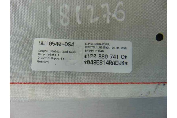 Airbag cortina delantero izquierdo, 1P0880741C