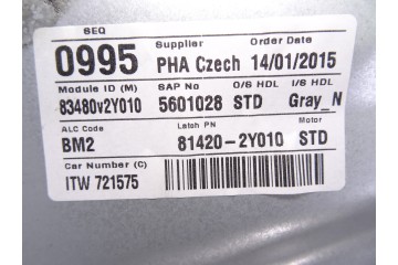Elevalunas trasero derecho, Hyundai IX35 (El/lm) Style 2WD 2015, 814202Y010