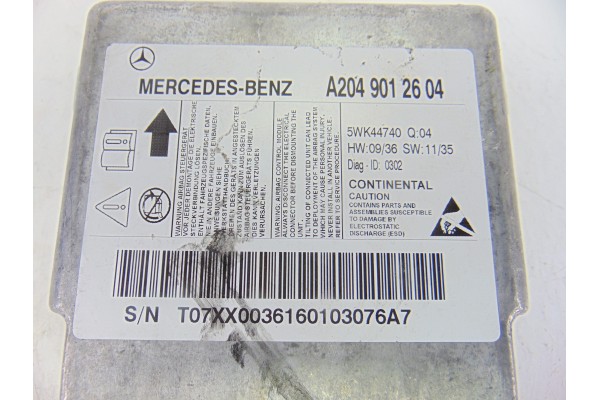 Centralita airbag, Mercedes-benz Clase C (Bm 204) Berlina C 180 Kompressor (204.046) 2008, A2049012604
