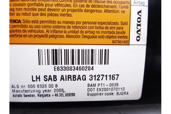Airbag lateral izquierdo, Volvo XC60 Kinetic AWD 2009, 31271167