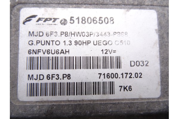 Centralita motor uce, Fiat Iii Evo Punto (199) Dynamic 2008, 51806508