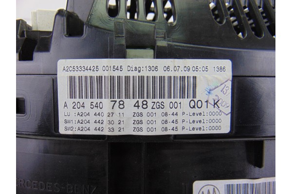 Cuadro instrumentos, Mercedes-benz Clase Glk (Bm 204) GLK 350 CDI 4-Matic (204.983) 2010, A2045407848