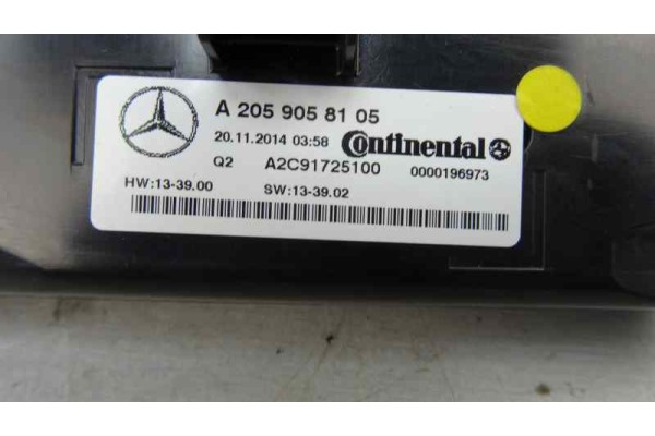 Mando climatizador, Mercedes-benz Clase C (Bm 205) Berlina C 300 CDI BlueTEC Hybrid (205.012) 2014, A2059058105