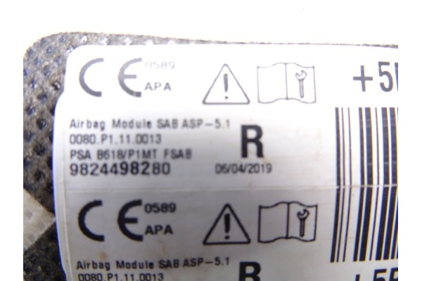 Airbag lateral derecho, Citroen C3 Aircross Feel 2019, 9824498280