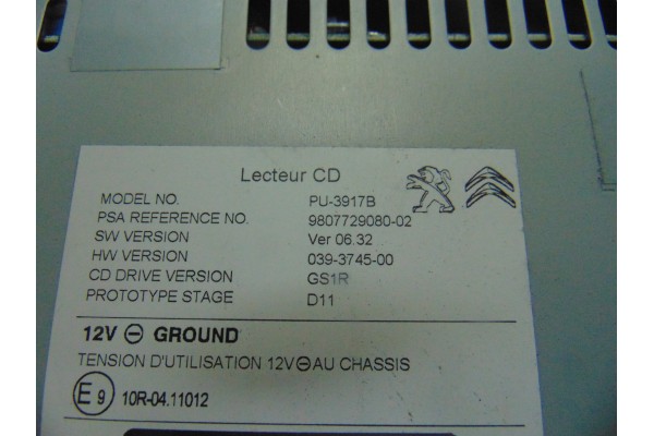 Sistema audio / radio cd, Peugeot 508 Sw Active 2017, 9807729080