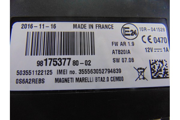 Módulo electrónico, Peugeot 508 Sw Active 2017, 9817537780