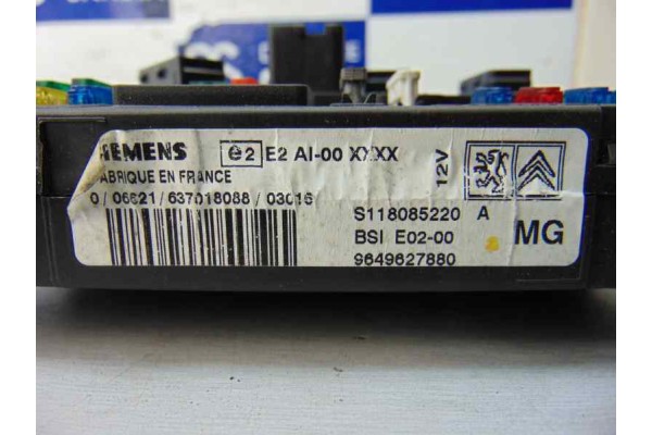Caja reles / fusibles, Peugeot 206 Cc Cabrio-coupé Cc 2003, 9649627880
